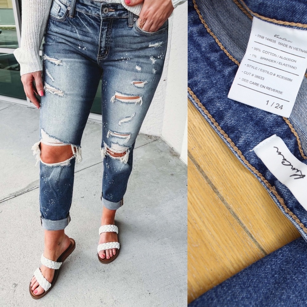KanCan Shredded Paint Splatter Cropped Jeans Juniors 1 / Women’s 24 Preowned